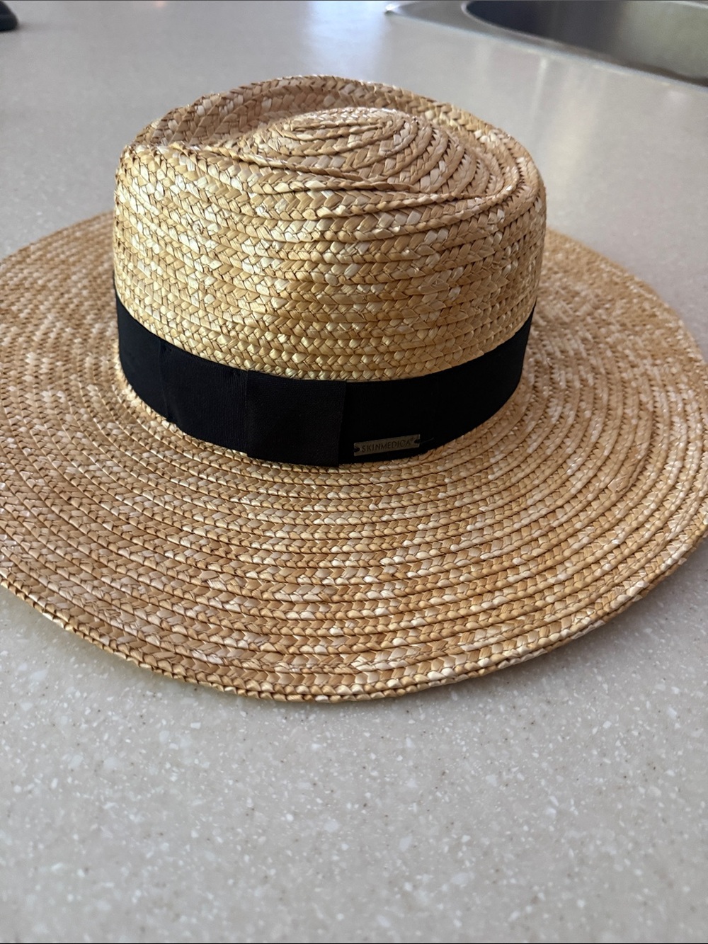 Skinmedica Wide Brimmed Straw Hat With  Black Grosgrain Band 50 SPF One Size